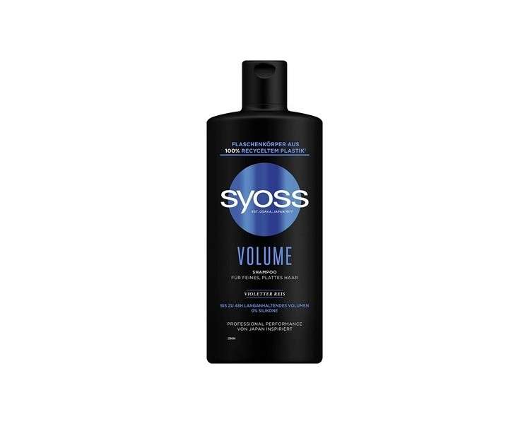 Syoss Volume Shampoo 440ml - Vegan Formula with Purple Rice for Fine and Flat Hair