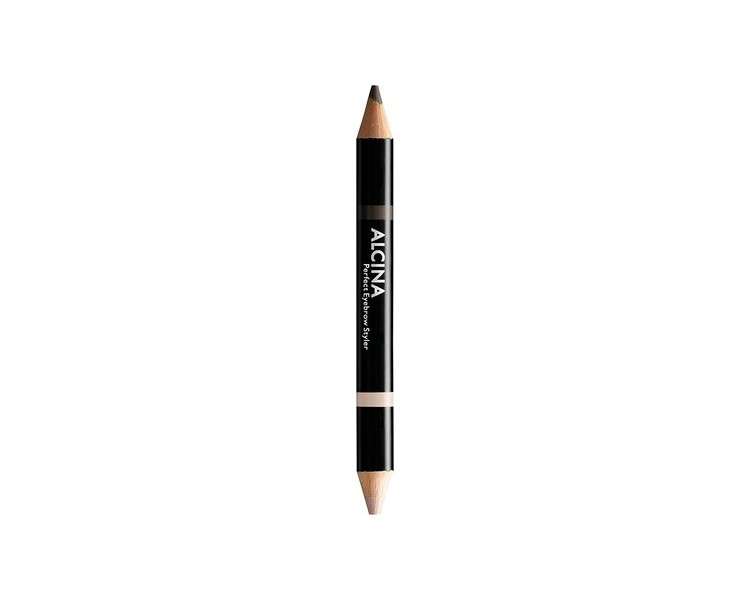 ALCINA Perfect Eyebrow Styler 2in1 with Highlighter Dark 020 - Defines and Intensifies Brow Color