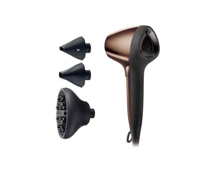 Remington Ionen Air3D Hair Dryer Bronze 3D Airflow Technology 110km/h 3 Heat & 2 Speed Settings 2 Styling Nozzles + Diffuser