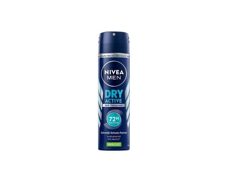 Nivea Men Dry Active Deo Spray 150ml with 72h Protection and Dual-Active Formula 150ml