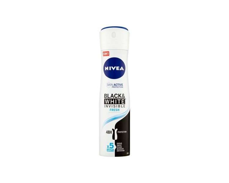 NIVEA Women's Deodorant Spray Invisible For Black & White Fresh 150ml