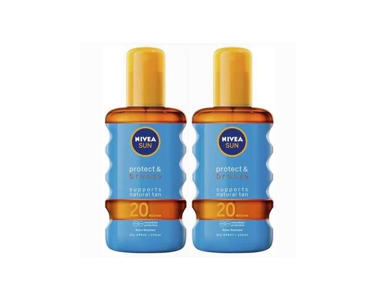 Nivea Sun Protection & Bronze Light Brown Activating Sun Oil SPF 20 Medium 200ml