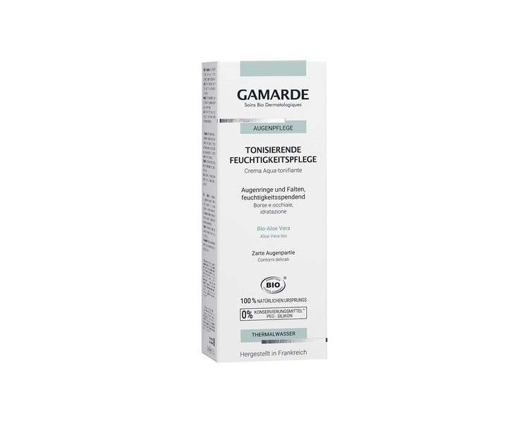 GAMARDE Bio-Kosmetik Moisturizing Toning Care for Dark Circles, Bags & Wrinkles Anti-Aging Eye Cream with Hyaluronic Acid & Aloe Vera Vegan Eye Care Natural Cosmetics 20ml