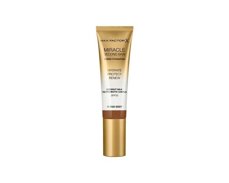 Max Factor Miracle Second Skin Hydrating Foundation Tan-Deep 30ml
