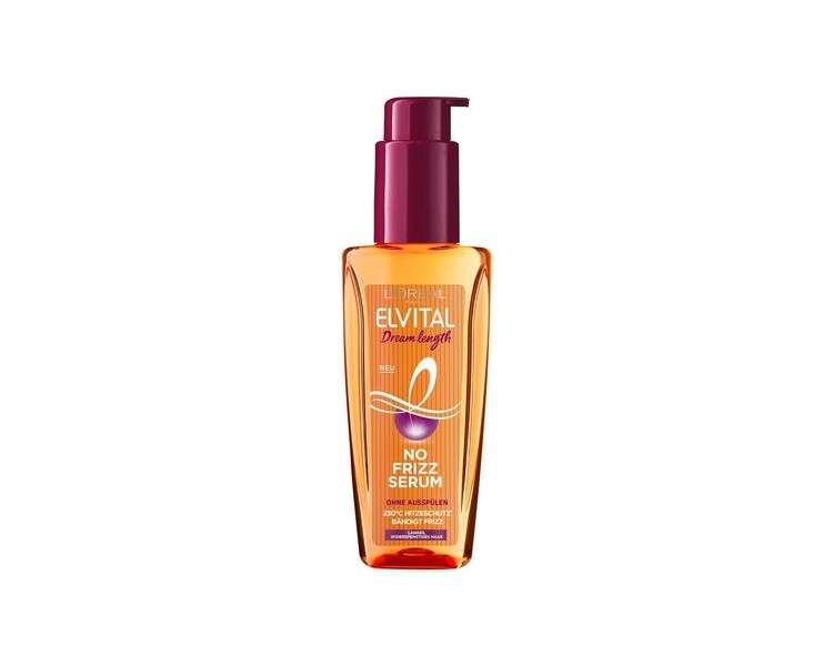 L'Oréal Paris Elvital Hair Serum without Silicones Heat Protection for Long Unruly Hair No Rinse Hair Oil with Vegetable Proteins and Cocoa Butter Dream Length No Frizz Serum 100ml