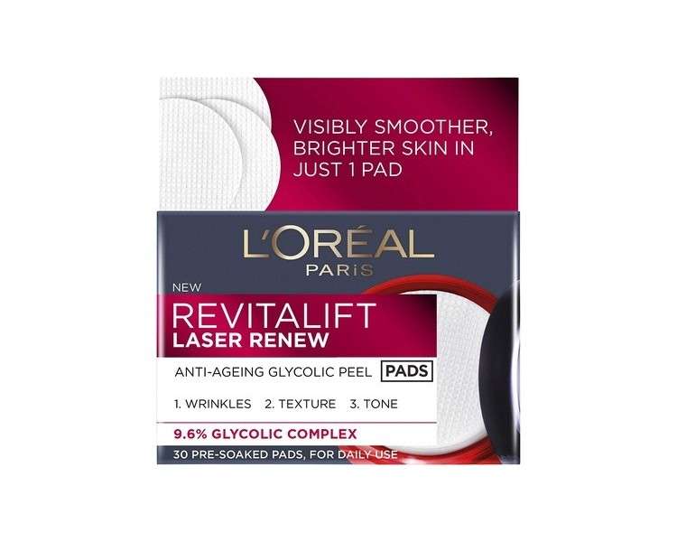 L'Oreal Paris Revitalift Laser Renew Anti-Ageing Glycolic Acid Peel Pads 30