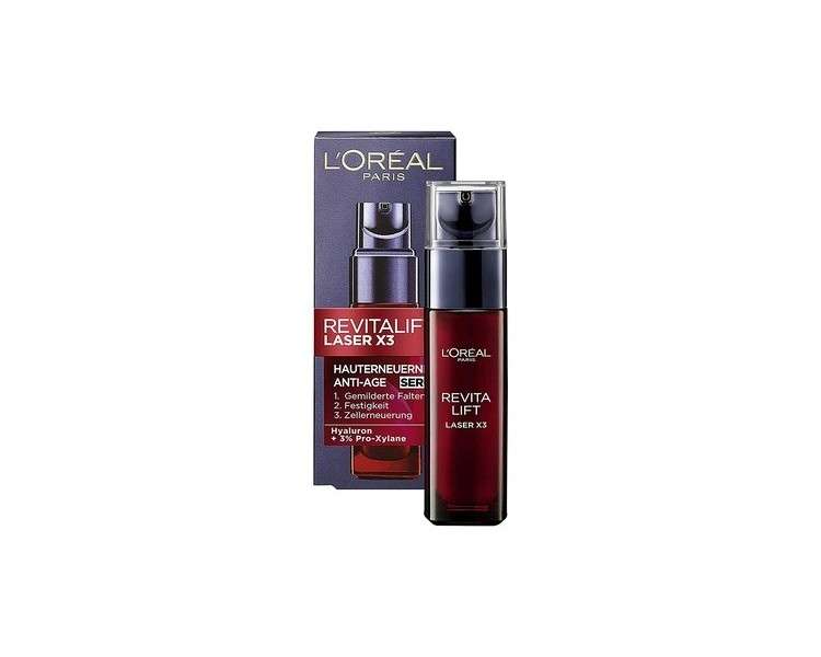 L'Oréal Paris Revitalift Laser X3 Serum Anti-Aging Face Care with Triple Action and Hyaluronic Acid 30ml