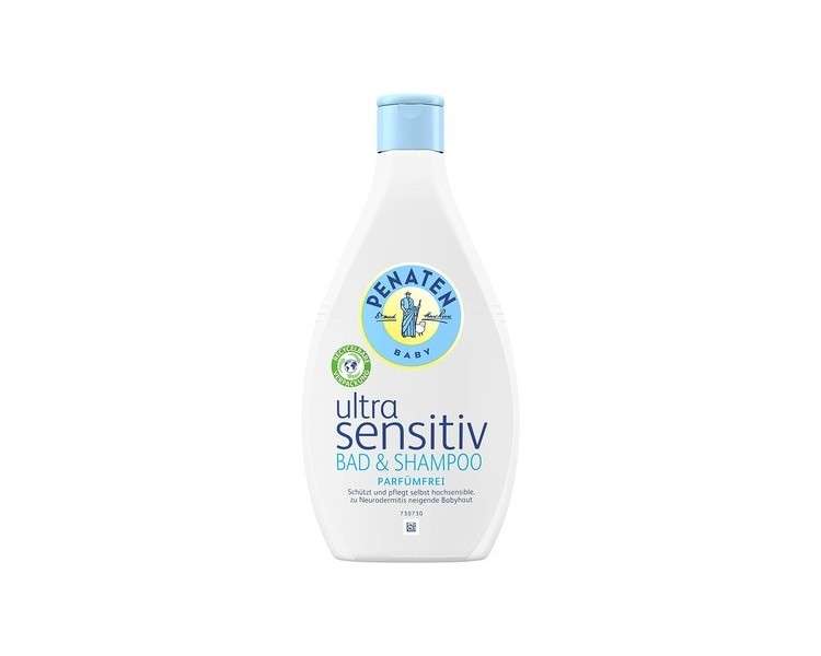 Penaten Ultra Sensitive Bath & Shampoo 400ml Mild Wash Gel without Perfume for Gentle Bathing and Washing of Skin and Hair Also Suitable for Allergy Sufferers