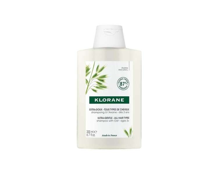 Klorane Extra Gentle Oat Shampoo for the Whole Family All Hair Types Sulphate-Free Vegan Formula 200ml