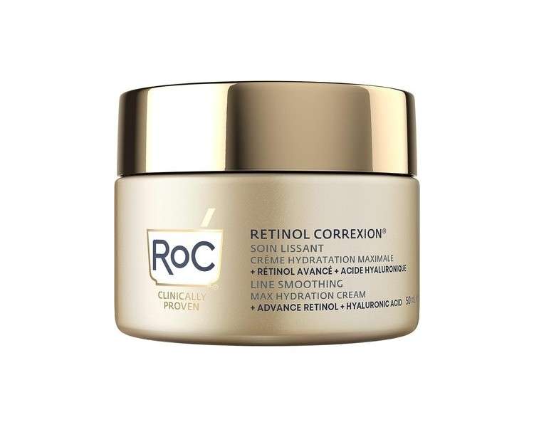 RoC Retinol Correxion Line Smoothing Max Daily Hydration Intensive Anti-Wrinkle and Anti-Aging Face Moisturizer with Hyaluronic Acid 50ml