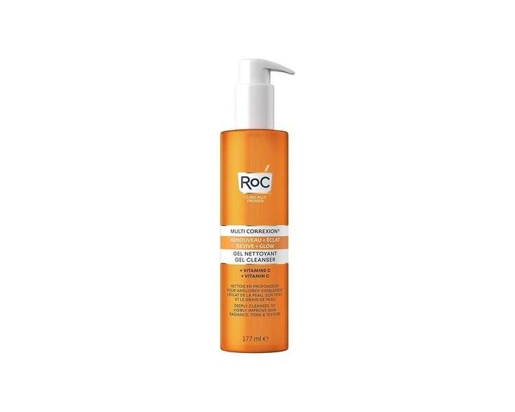 RoC Multi Correxion Revive + Glow Gel Cleanser Invigorating Facial Cleanser with Vitamin C 177ml