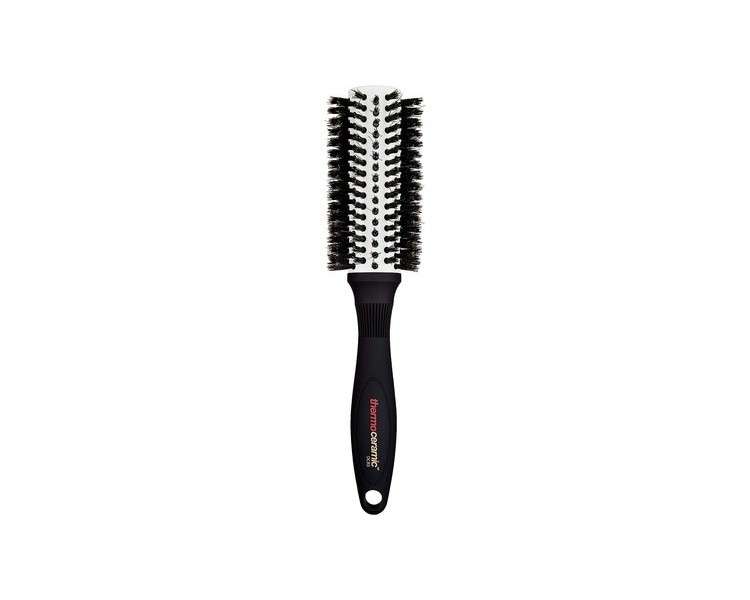 Denman Thermoceramic Round Hair Brush for Blow-Drying and Straightening Medium Length Hair with Ceramic Body and Boar Bristles 31/56mm