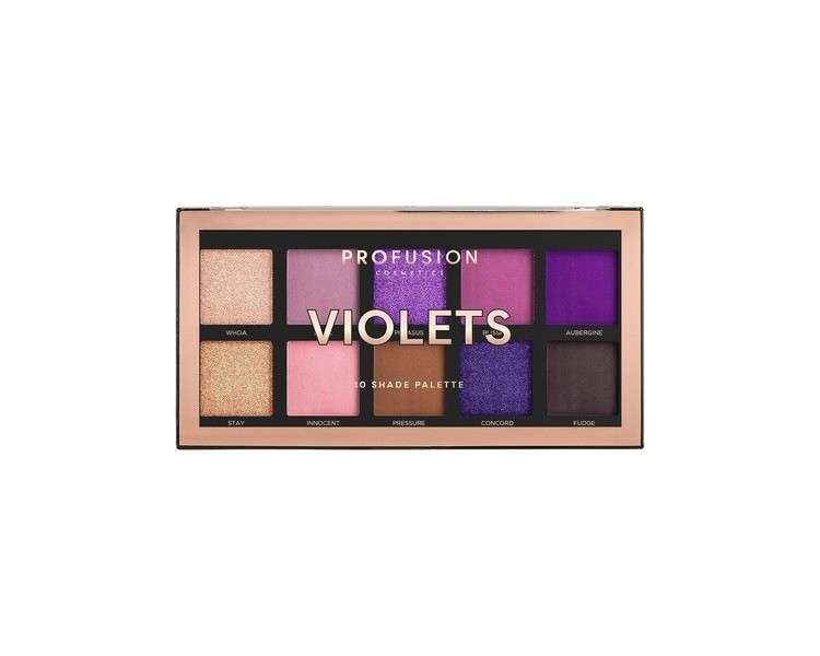 Profusion Cosmetics Violets 10 Shade Eyeshadow Palette Multicolour