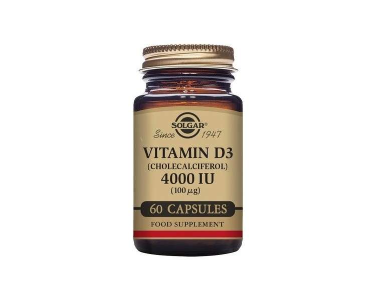 Solgar Vitamin D3 4000 IU Vegetable Capsules Cholecalciferol Keeps Bones and Teeth Healthy Supports Muscle Function and Immunity Vegetarian
