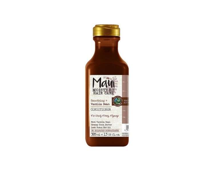 Maui Moisture Smoothing Vanilla Bean Conditioner 385ml - Moisturizing Hair Care with Vanilla Bean, Cocoa Butter, and Kukui Nut Oil - Vegan Curl Conditioner without Sulfates and Parabens