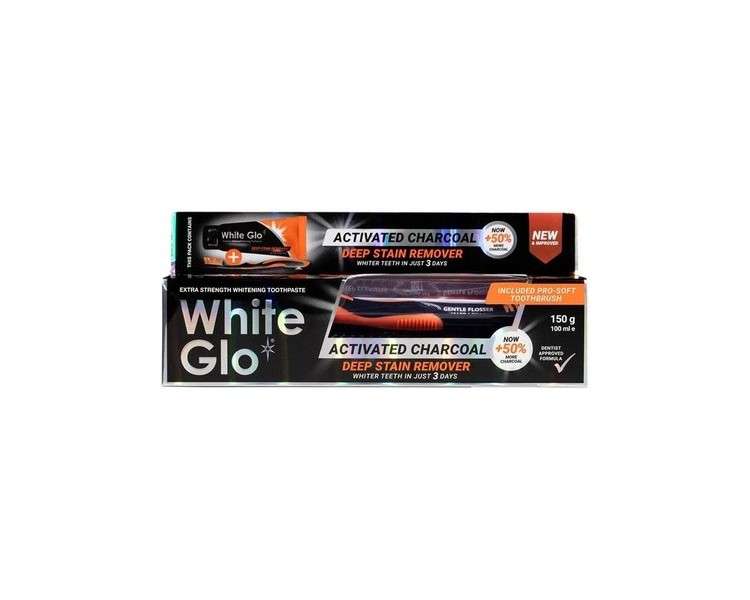 White Glo Charcoal Deep Stain Remover Whitening Fluoride Anticavity Toothpaste 5.3 Ounces