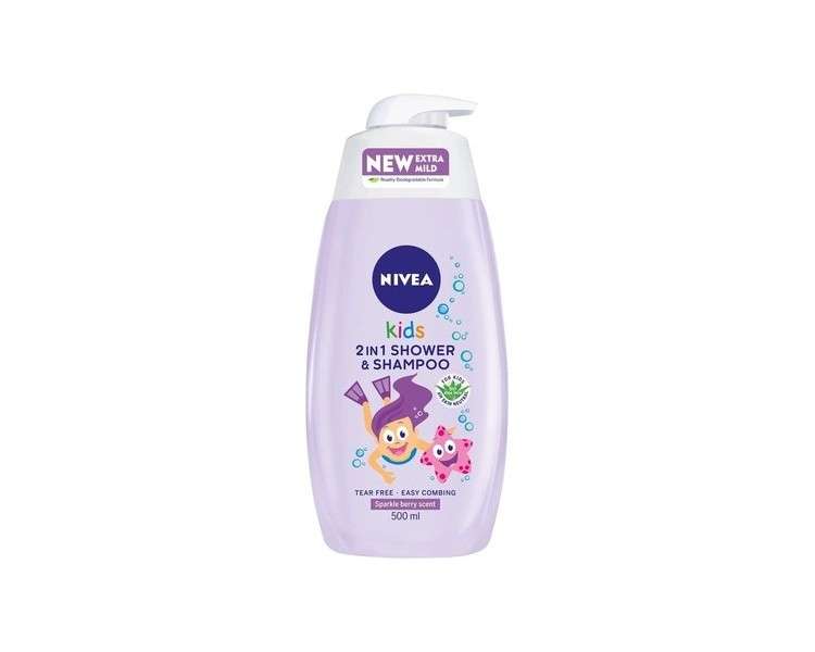 NIVEA Aloe Vera Kids 2 In 1 Shower and Shampoo Very Berry 500ml