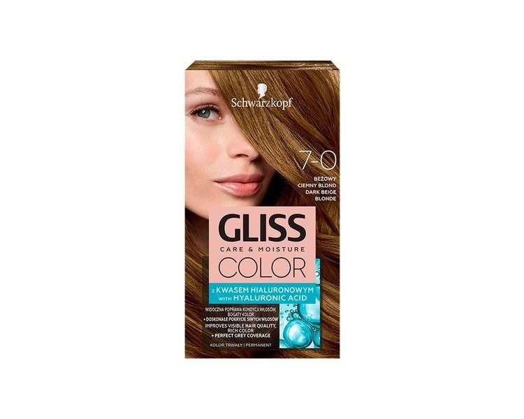 Schwarzkopf Gliss Color Hair Dye Cream 7-0 Dark Beige Blonde 142ml