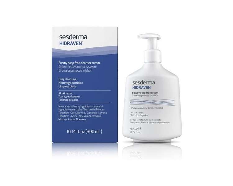 SESDERMA Hidraven Foamy Soap Free Cleanser Cream Gentle and Effective Cleansing for Refreshed Skin Feel Daily Cleansing Care for All Skin Types 300ml