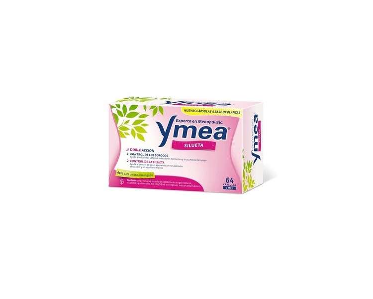 Ymea Silueta Menopause Treatment Double Action Hot Flush Control and Silhouette Control Suitable for Prolonged Use No Estrogens, Soy or Preservatives 64 Capsules