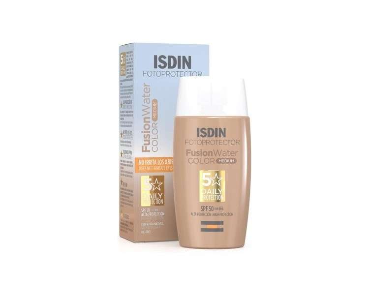 ISDIN Fusion Water Color SPF 50 Tinted Daily Facial Sun Cream 50ml Medium