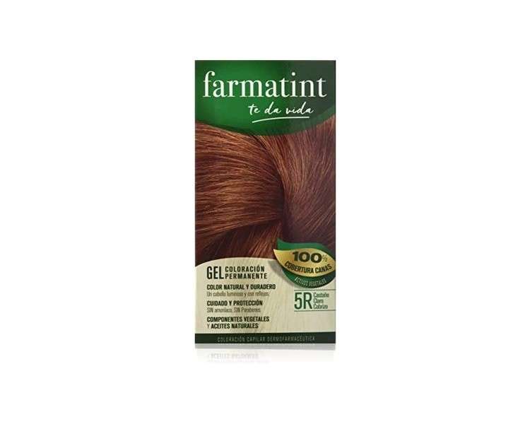 Farmatint 5R Light Copper Brown Permanent Hair Color No Ammonia No Paraffin or Silicone