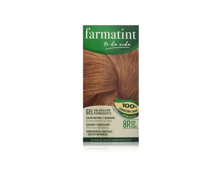 Farmatint Gel 8R Light Copper Blonde Natural and Durable Colour with Natural Vegetable Components and Oils Ammonia Paraben Dermatologically Tested 8R Light Brown Copper