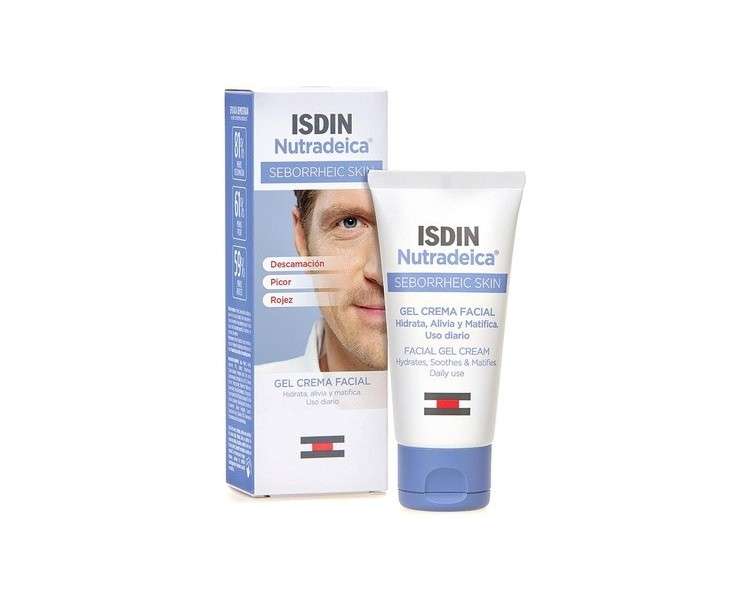 ISDIN Nutradeica Facial Gel Cream 50ml for Seborrheic Skin - Hydrates, Soothes and Matifies Skin