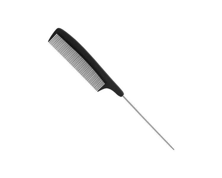 Eurostil Carbon Comb 223mm Tail Comb Black with Metal Tip