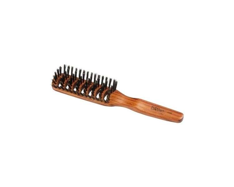 EUROSTIL Unisex Wooden Curved Bristle Brush for Styling and Detangling - 1 Unit Black