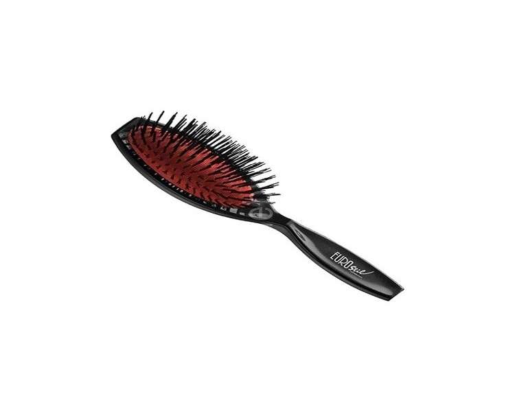 Eurostil Medium Black Nylon Hair Brush with Rubber Padding