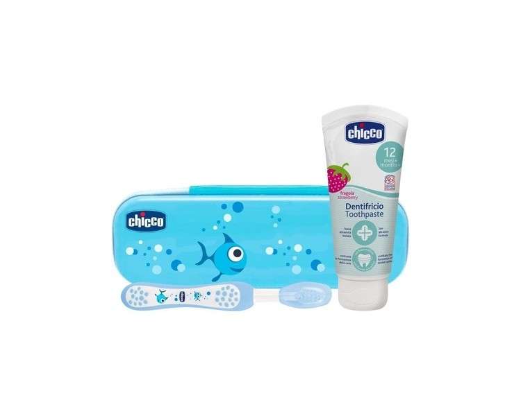 Chicco Strawberry Toothpaste with Fluoride Dental Set Blue