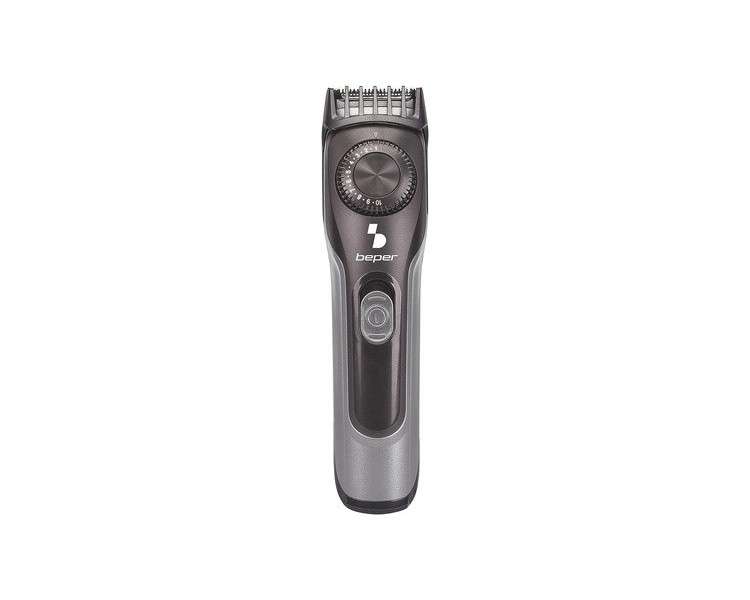 BEPER Rechargeable Beard Trimmer with Stainless Steel Blades 20 Lengths 1mm to 10mm - Black