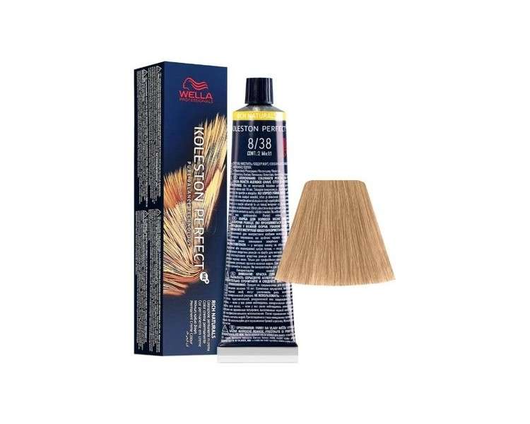 Wella Koleston Perfect ME+ Rich Naturals 8/38 Blond light golden pearl Permanent Hair Color 60ml