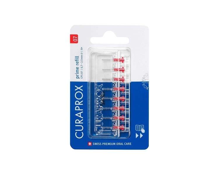 Curaprox CPS 07 Prime Refill Interdental Brushes Red 8 Count