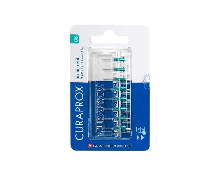 Curaprox CPS 06 Prime Refill Interdental Brushes Turquoise 8 Count