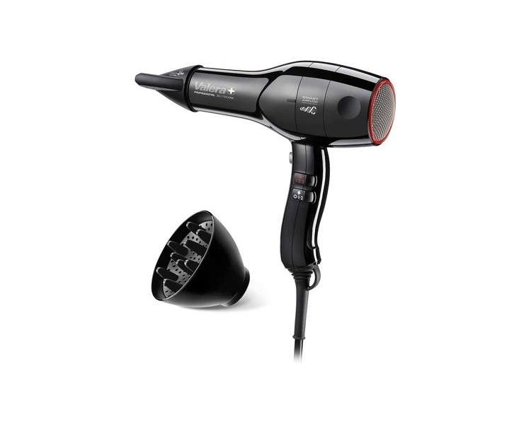 Valera Swiss Silent Jet Light 7700 Professional Hair Dryer with Powerful Delta-Drive Motor 3 Temperature Settings Ion Generator Tangle-Free Super-Flex Cable 2000W Black