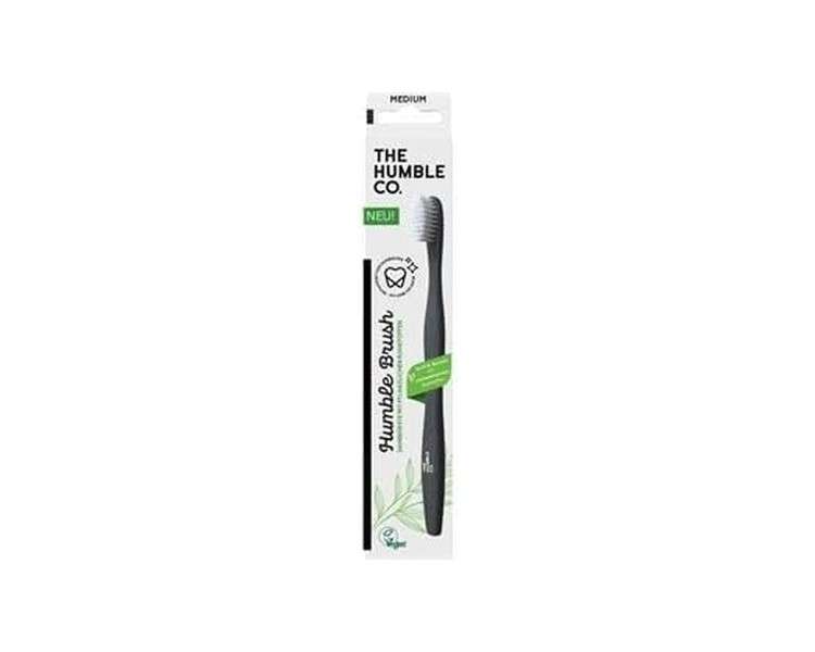 Humble Brush Toothbrush with Cornstarch Black with White Bristles Medium Vegan