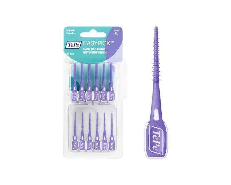 TEPE Easypick Dental Picks for Daily Oral Hygiene Size XL 36 Picks Purple