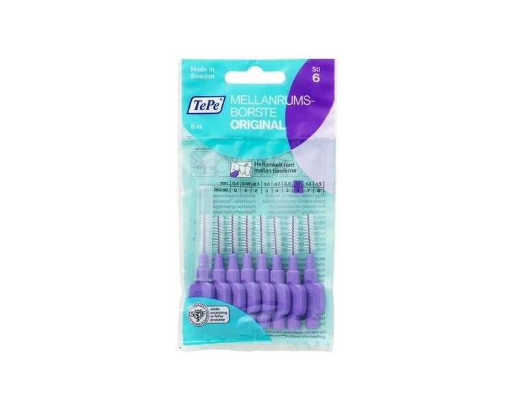 TEPE 1.1mm Size 6 Original Interdental Brush Violet 8 Count