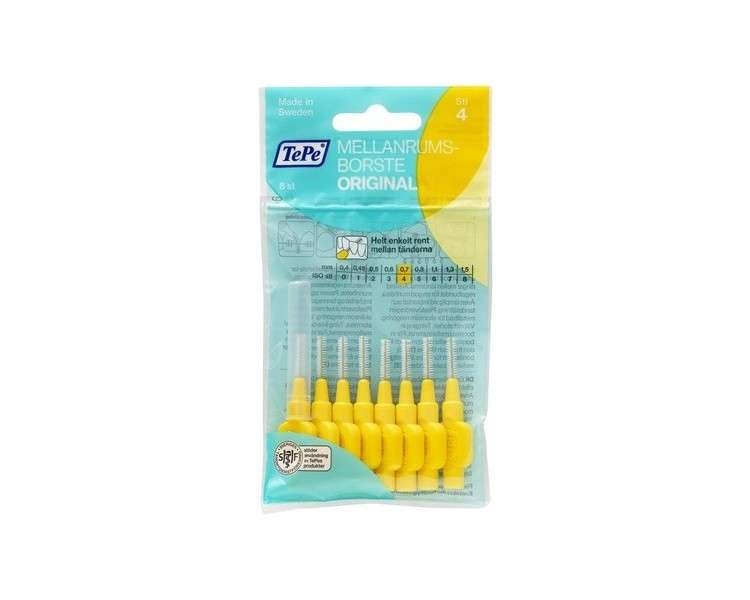 TEPE Interdental Brushes 0.7mm Yellow 8 Pack