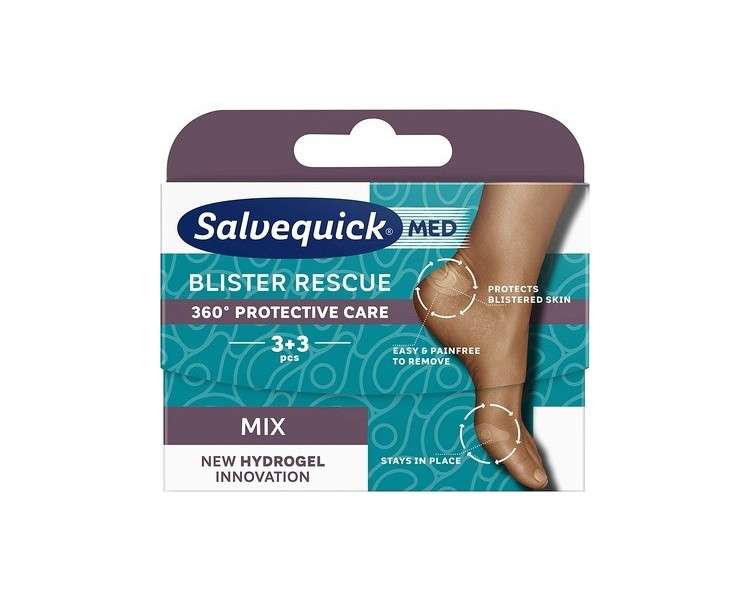 Salvequick Blister Rescue Mix 6 Hydrogel Wound Pads for Blisters Around The Heels & Toes - Pack of 6