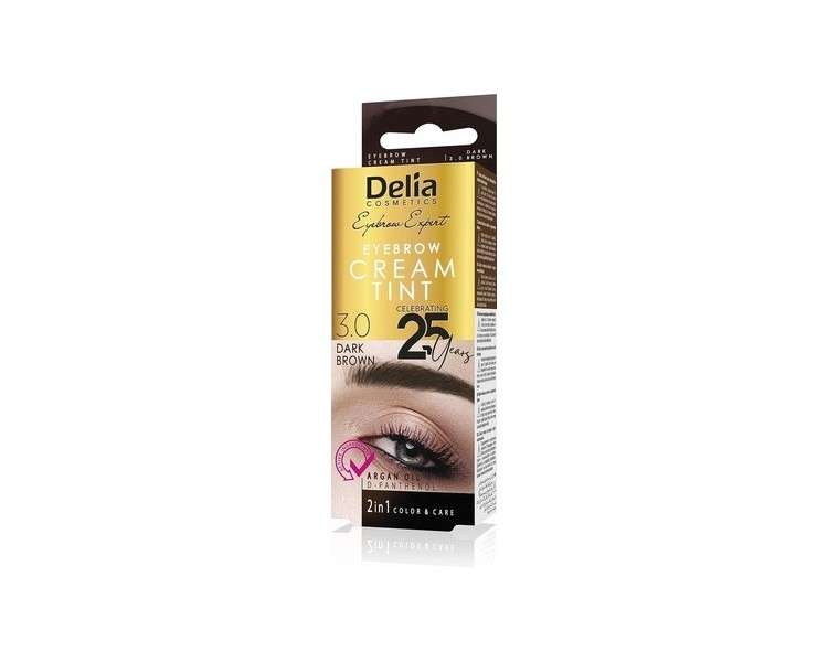 Delia Cosmetics Dark Brown Eyebrow Dye Creamy Consistency Long Lasting Effect up to 15 Days - Set of 1