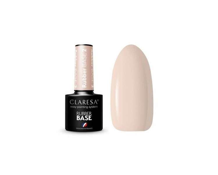 CLARESA UV Nail Polish Rubber Base Manicure & Pedicure 5ml - Shade 02 Half-Transparent Light Pink