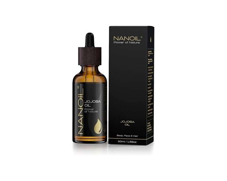 Nanoil Jojoba Oil Natural Pure Cold Pressed Unroasted Organic Oil for Hair Body and Face 50ml