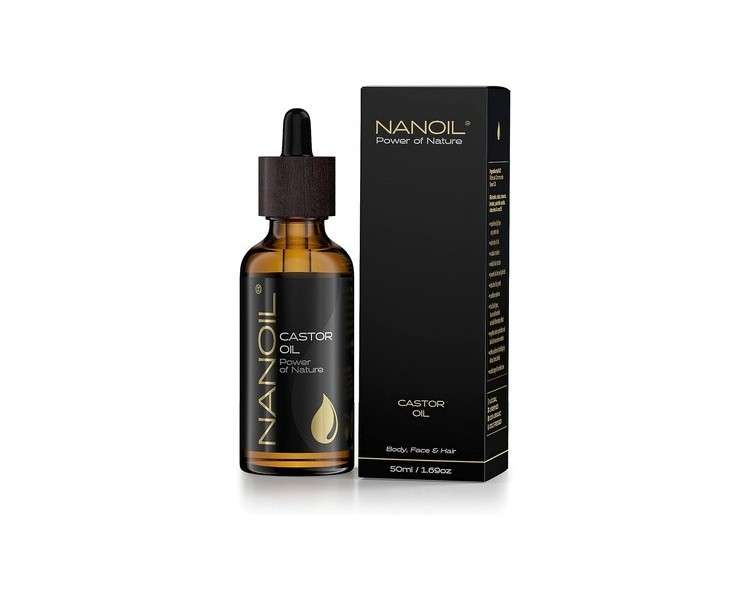 Nanoil Castor Oil Natural Pure Cold Pressed Organic Oil for Hair Body and Face 50ml