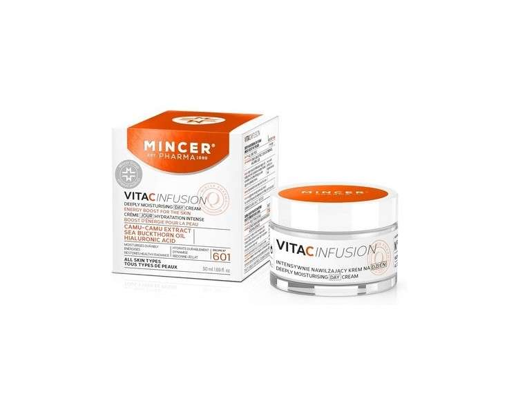 Mincer Pharma Vita C Infusion Deep Moisturizing Day Face Cream for All Skin Types with Camu-Camu Extract, Sea Buckthorn Oil and Hyaluronic Acid 50ml
