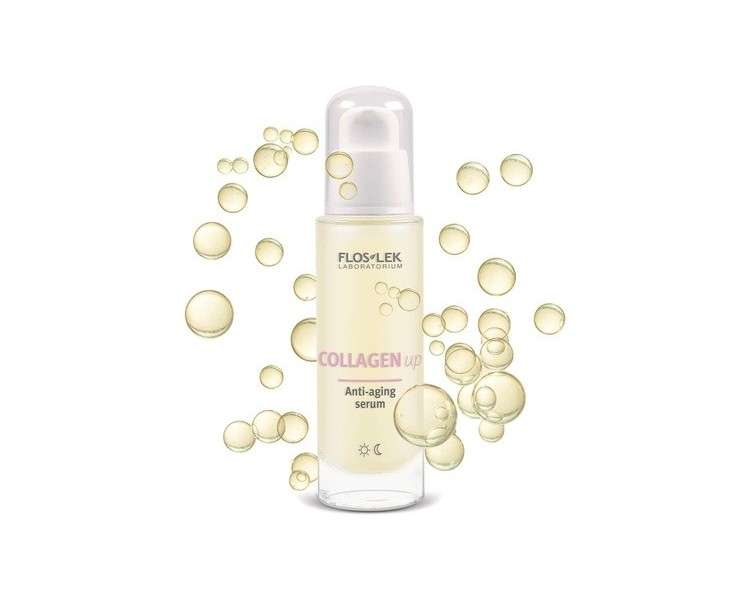 Floslek Day and Night Anti-Wrinkle Serum 30ml - Improves Elasticity and Hydrates - For Mature Skin - Made in the EU