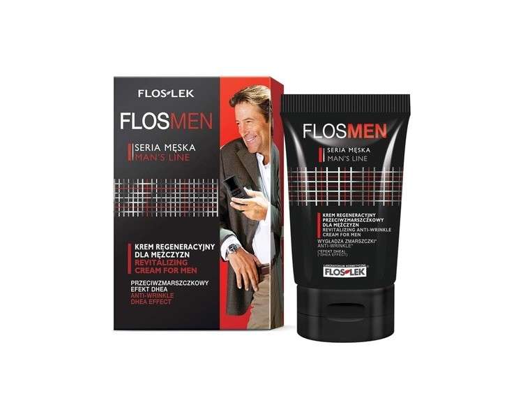 FLOSLEK Regenerating Anti-Wrinkle Cream for Men 50ml - Improves Skin Elasticity and Smoothness - For Men Over 25 with Dry, Sensitive, and Normal Skin