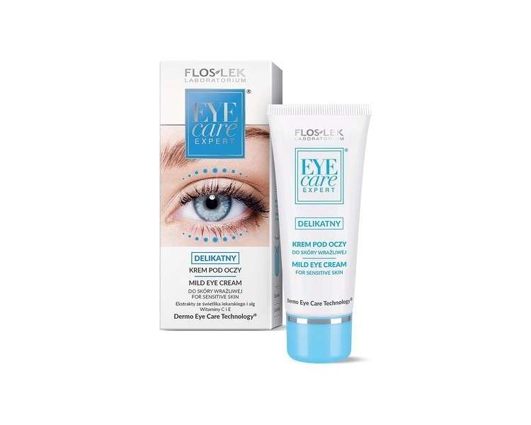 FLOSLEK Light Eye Cream for Sensitive Skin 30ml - Reduces Wrinkles and Moisturizes